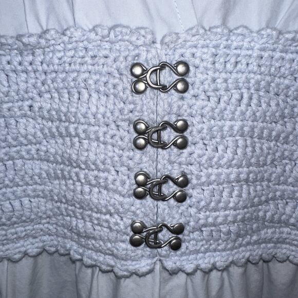 Derek Lam Collective Dress Size 46 Light Blue Tiered 100% Cotton Poplin See Pics - Picture 6 of 13